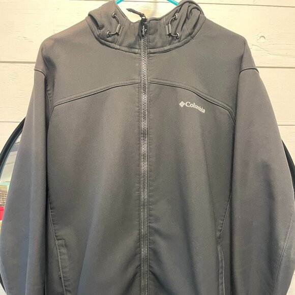 Columbia Men’s Softshell Jacket with Hood – Omni-Shield | Size Large | Black - Picture 1 of 6